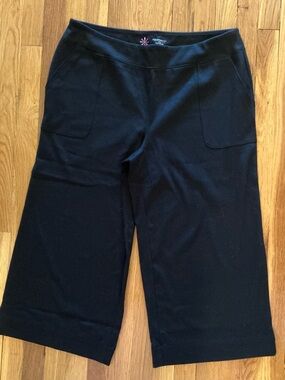 Isaac Mizrahi Live Essentials Black. Stretch Pull-On Wide Legged pants Size XLP